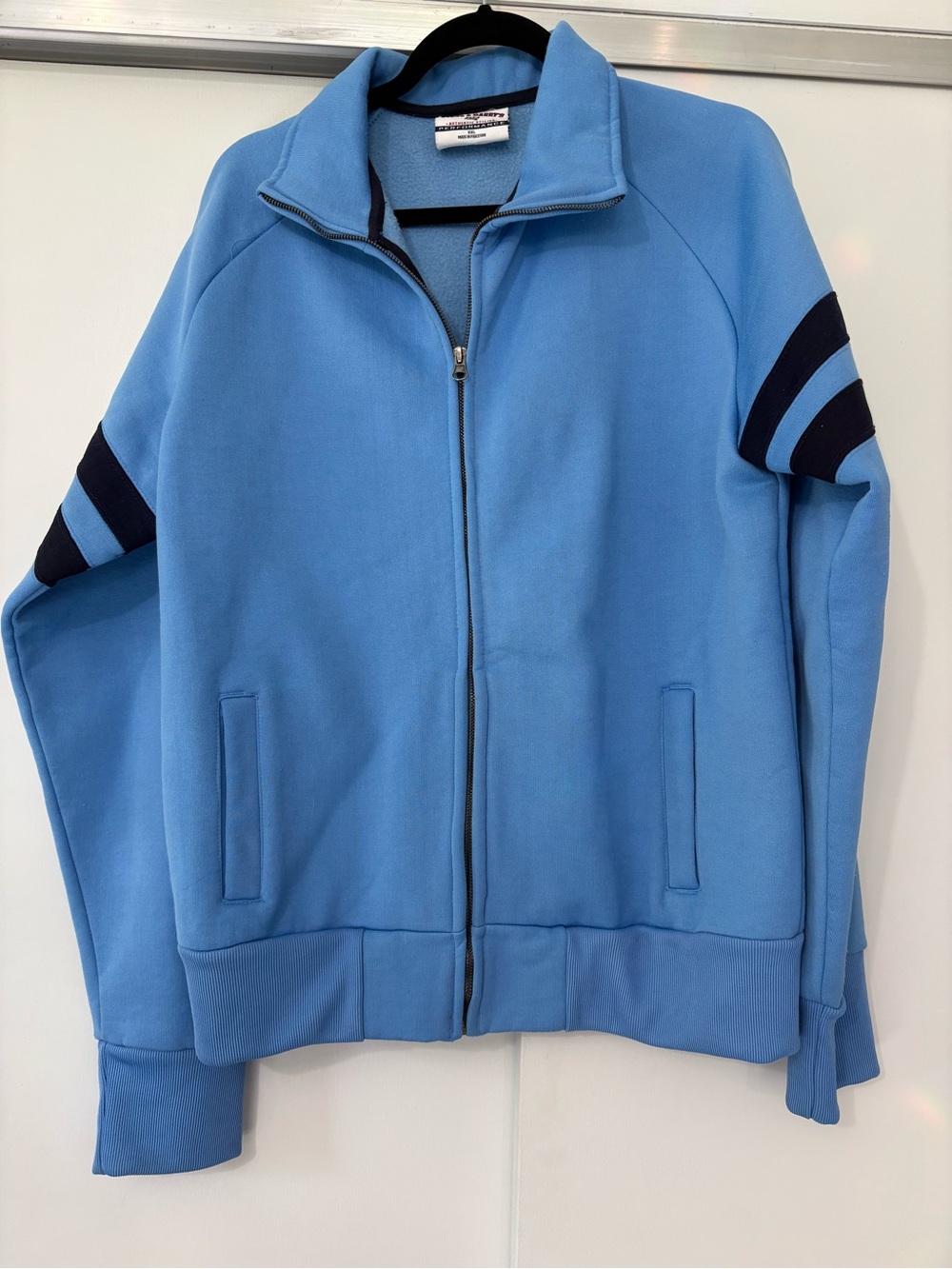 Steve & Barry’s Men's XXL Light Blue Full-Zip Heavyweight Collared Sweatshirt